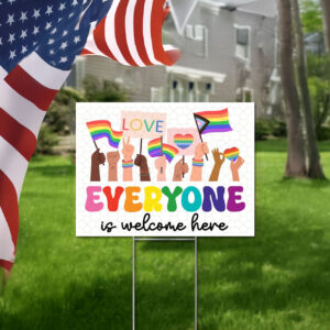 Floral Boho Everyone Is Welcome Here LGBT Yard Sign